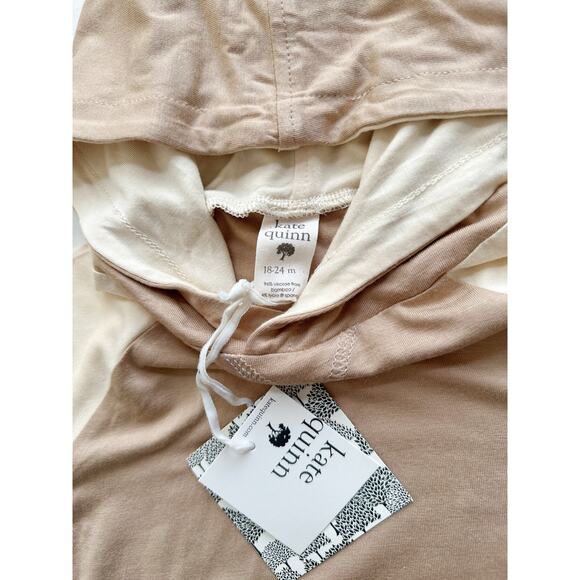 NWT Kate Quinn Tan and Cream Short Sleeve Hoodie Tee - Picture 3 of 3